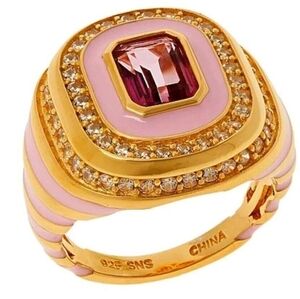 Genuine Carol Brodie Rarities Pink Topaz Ring in 14k over Sterling Silver Sz 5!